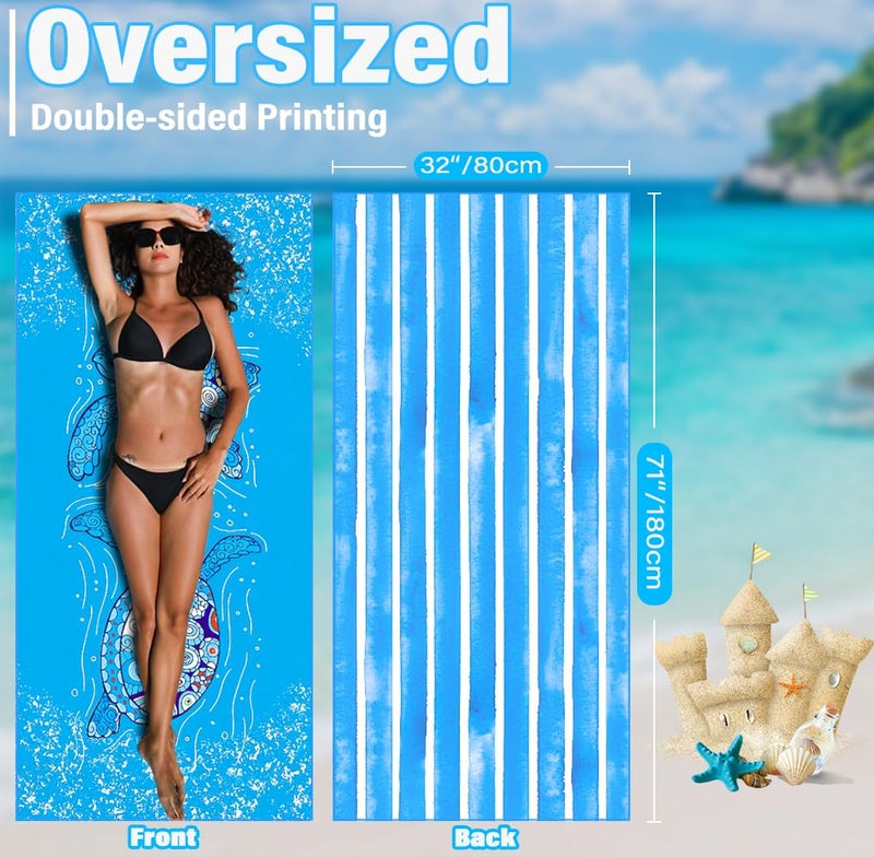 Widdonen Lightweight Thin Microfiber Beach Towel Sand Free Quick Dry Absorbent Compact Soft Pool Swim Travel Towels Extra Large Oversized Beach Accessories Packable Essentials Stuff Gifts for Adult - Image 3